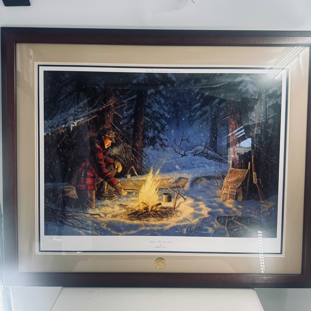 Ralph Oberg NRA Sportsman's Camp Series Framed Art Print Hunting Cabin